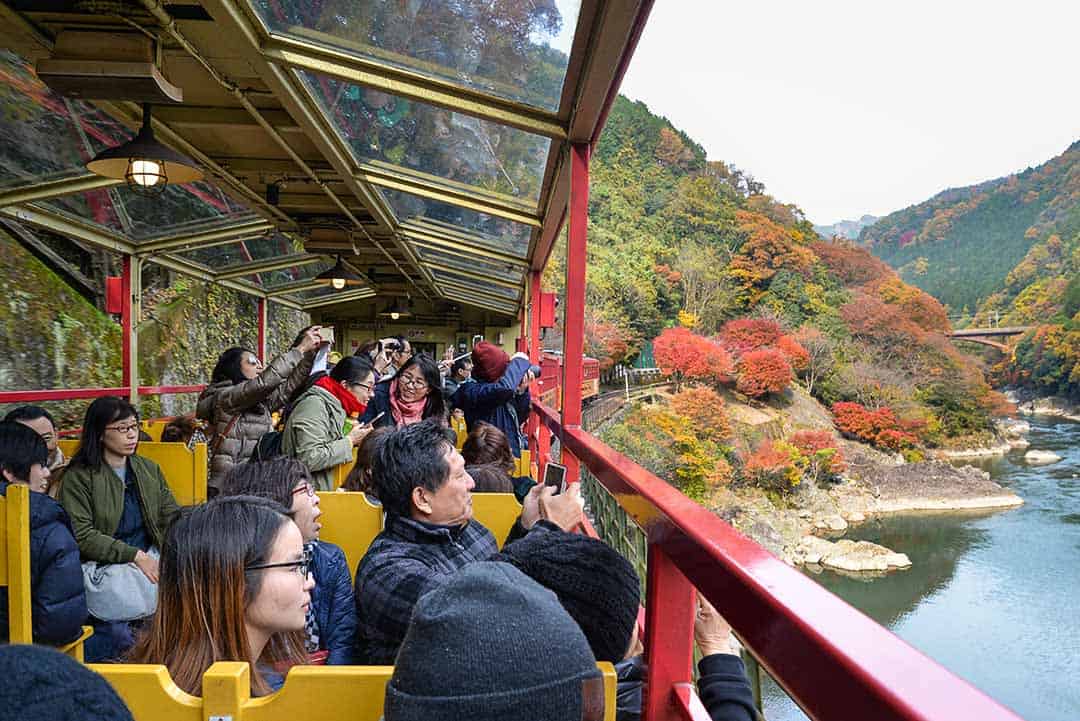 Sagano scenic train - things to do in Kyoto with kids